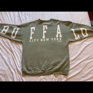 “buffalo” oversized sage green crewneck